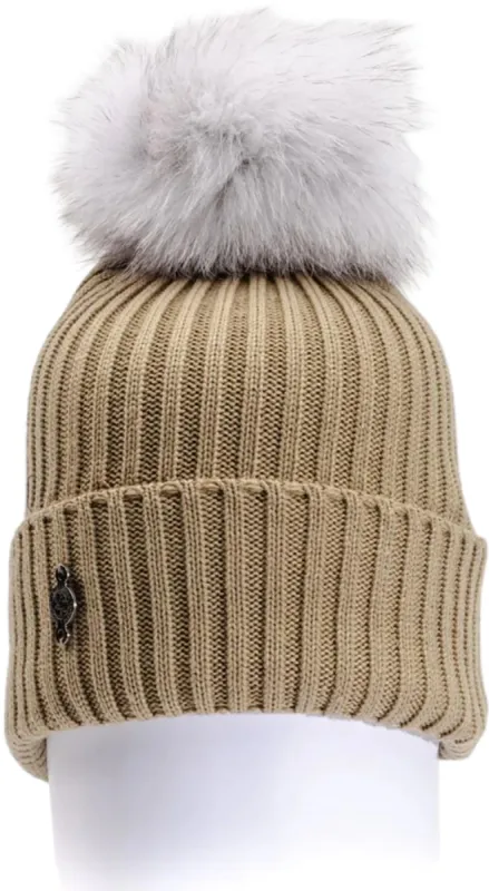 Brant Beanie with Multiple Patterns and Upcycled Fur Pom - Women's|-|Tuque à motifs multiples avec pompon en fourrure recyclée Brant - Femme sold by Altitude Sports