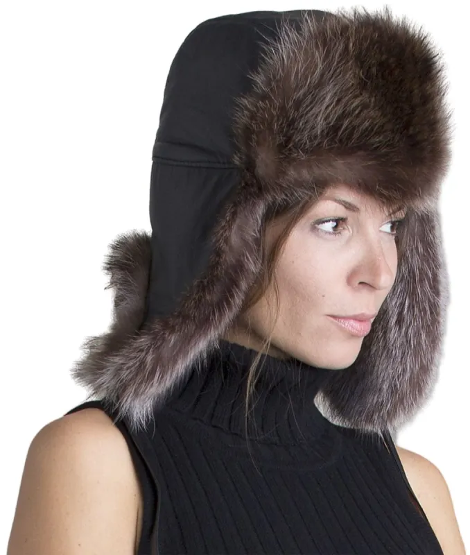 Chapka Hat with Upcycled Raccoon Fur - Unisex|-|Chapeau en fourrure de raton laveur recyclée Chapka - Unisexe sold by Altitude Sports