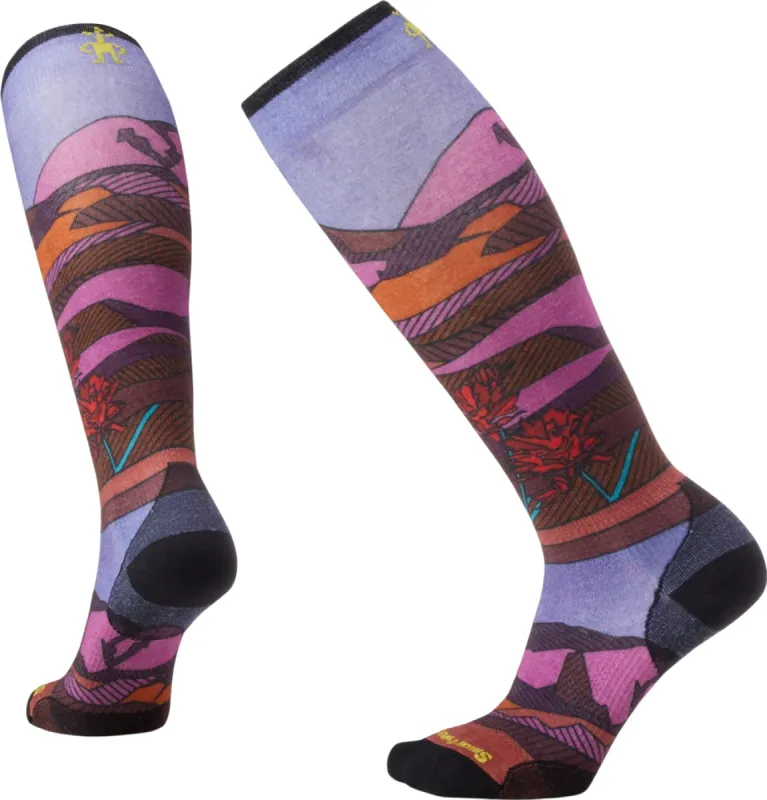 Ski Zero Cushion Floral Field Print OTC Socks - Women's|-|Chaussettes de ski sous-genou coussin zéro avec imprimé Floral Field - Femme made by Smartwool