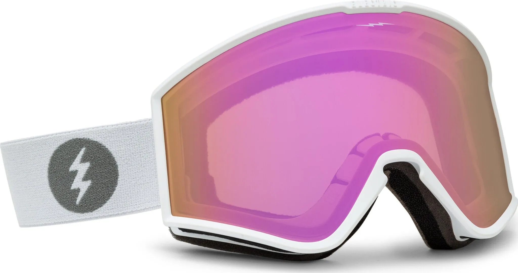 Kleveland Goggles - Matte White Frame - Pink Chrome Lens - With bonus lens|-|Lunettes de ski Kleveland - Blanc Matte White - Lentille Pink Chrome - avec lentille supplémentaire sold by Altitude Sports