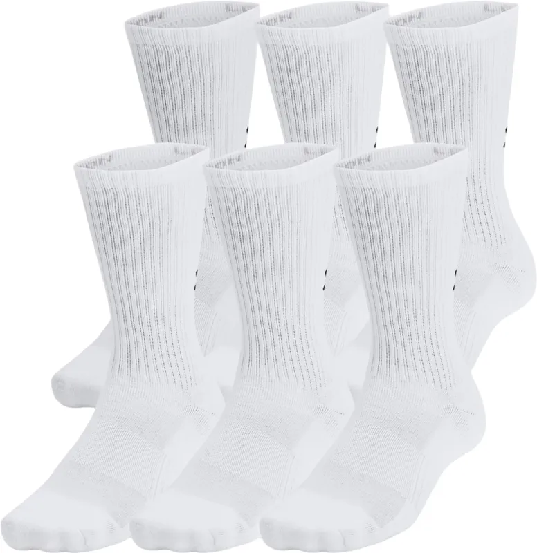 UA Training Cotton 6-Pack Crew Socks - Unisex|-|Chaussettes mi-mollet en coton UA Training Ensemble de 6 - Unisexe sold by Altitude Sports