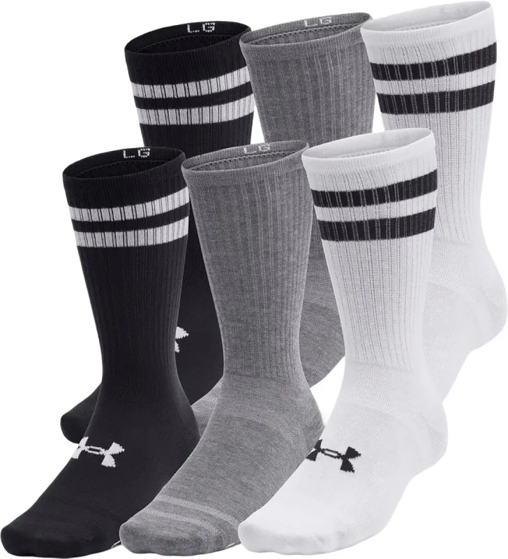 UA Essential 6-Pack Crew Socks - Unisex|-|Chaussettes mi-mollet paquet de 6 UA Essential - Unisexe sold by Altitude Sports