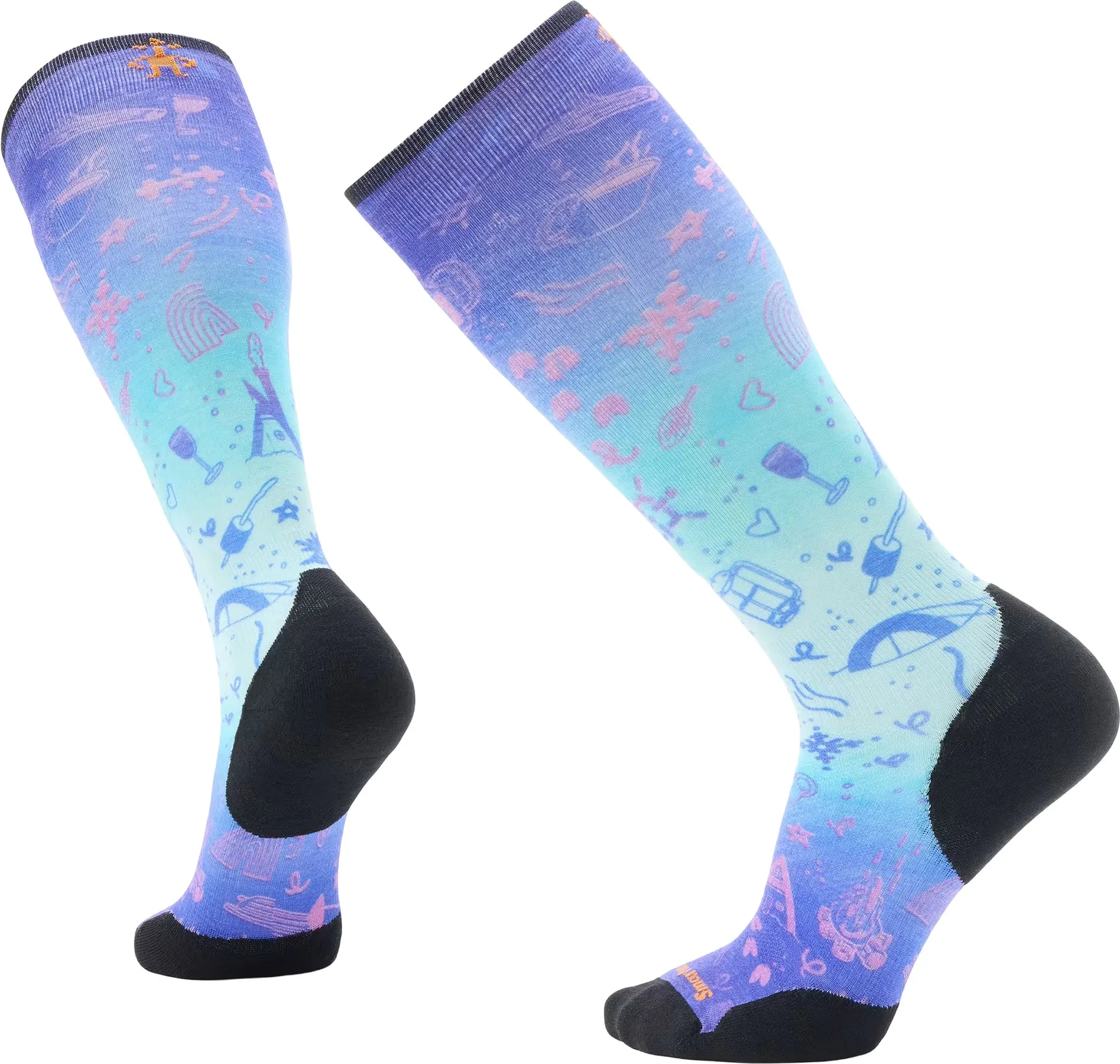 Chaussette de contention sous-genou pour le ski à imprimé Nature Doddles|-|Ski Nature Doodles Print Over The Calf Socks sold by Altitude Sports