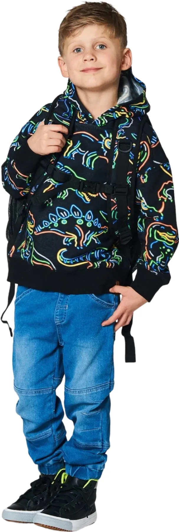 Printed Neon Dino Fleece Hooded Sweatshirt - Little Boy|-|Chandail en molleton à capuchon à imprimé de dinosaures néon - Petit garçon sold by Altitude Sports product image thumbnail 3