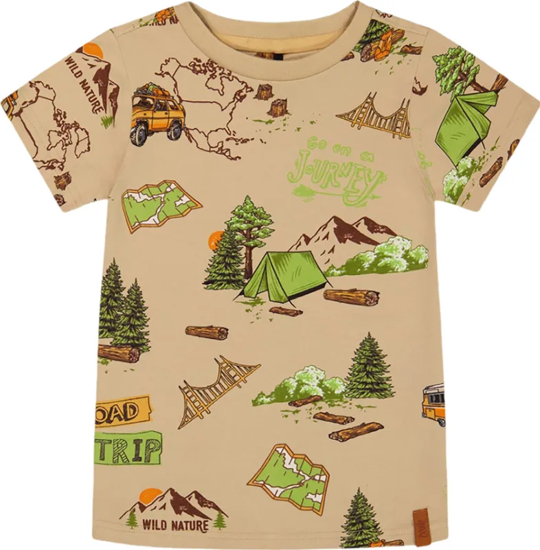 Camping Printed Organic Cotton T-Shirt - Big Boy|-|T-shirt imprimé en coton biologique Camping - Grand garçon made by deux par deux