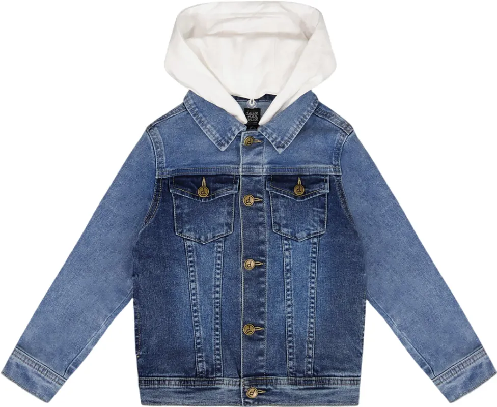 Denim Jacket with French Terry Hood - Big Boy|-|Manteau en denim avec capuchon en éponge française - Grand garçon sold by Altitude Sports