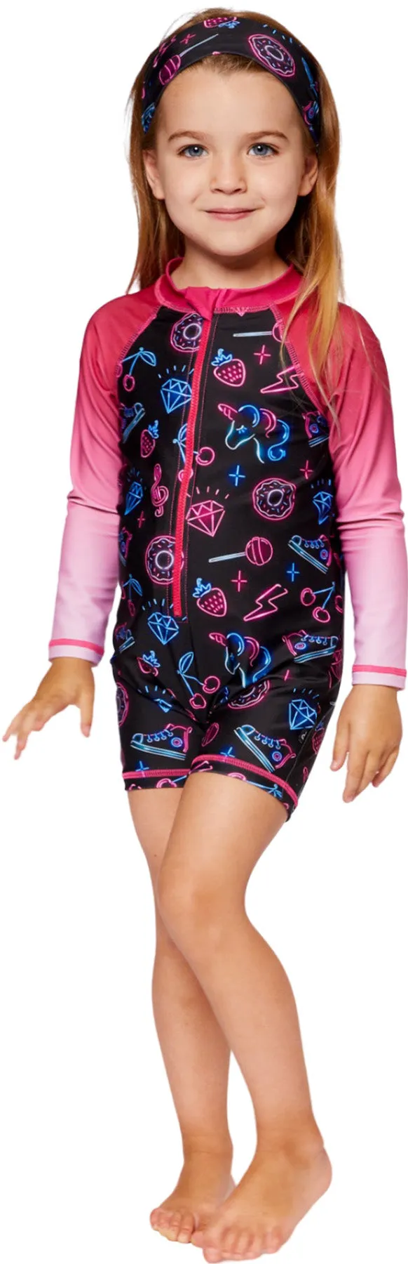Printed One-Piece Long Sleeve Rashguard - Little Girl|-|Maillot de surf à manches longues une-pièce imprimé - Petite fille sold by Altitude Sports product image thumbnail 3