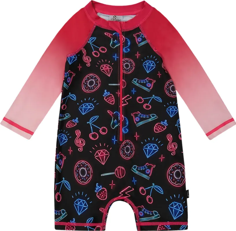 Printed One-Piece Long Sleeve Rashguard - Big Girl|-|Maillot de surf à manches longues une-pièce imprimé - Grande fille sold by Altitude Sports