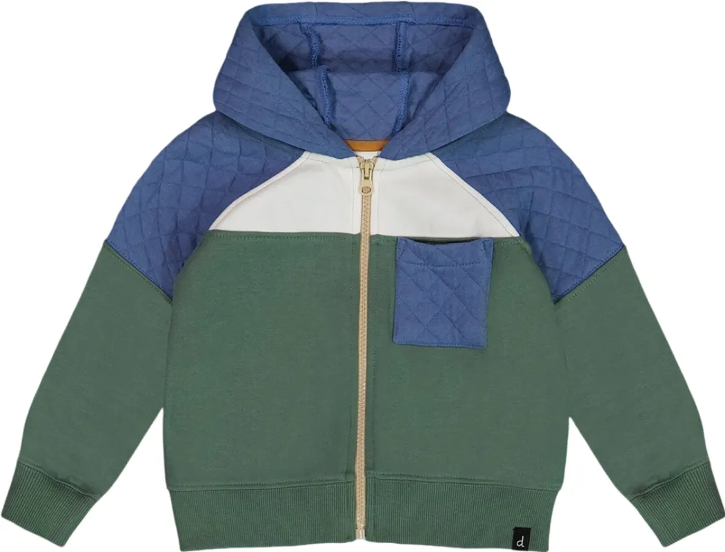 Full Zip Colorblock Forest Green Hooded Fleece Sweatshirt - Little Boy|-|Chandail à capuchon à glissière pleine longueur en molleton Colorblock Forest Green - Petit garçon sold by Altitude Sports