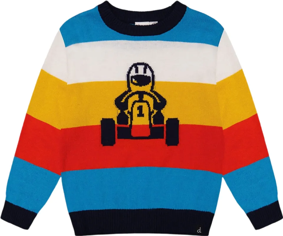 Jacquard Multicolor Striped Sweater with Karting - Little Boy|-|Chandail rayé avec jacquard de karting - Petit garçon sold by Altitude Sports