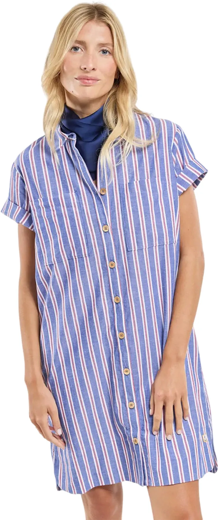 Striped Cotton and Linen Shirt Dress - Women's|-|Robe chemise rayée en coton et lin - Femme sold by Altitude Sports