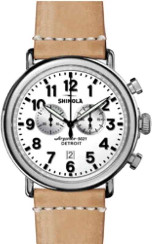 The Runwell Chrono Camel Leather Strap Watch 47mm |-|Montre à bracelet en cuir camel The Runwell Chrono 47 mm sold by Altitude Sports