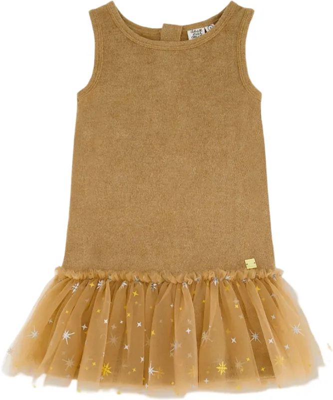 Bi-Material Sleeveless Dress with Frill - Little Girl|-|Robe bi-matière sans manches avec volants - Petite fille made by deux par deux