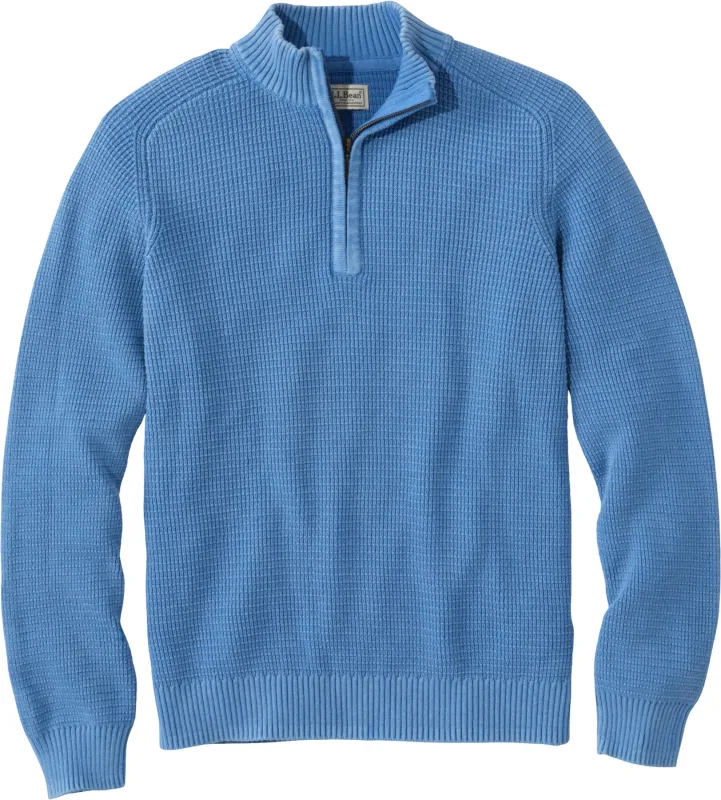 Sunwashed Textured Cotton Quarter-Zip Sweater - Men's|-|Chandail à glissière 1/4 texturé en coton Sunwashed - Homme made by L.L. Bean