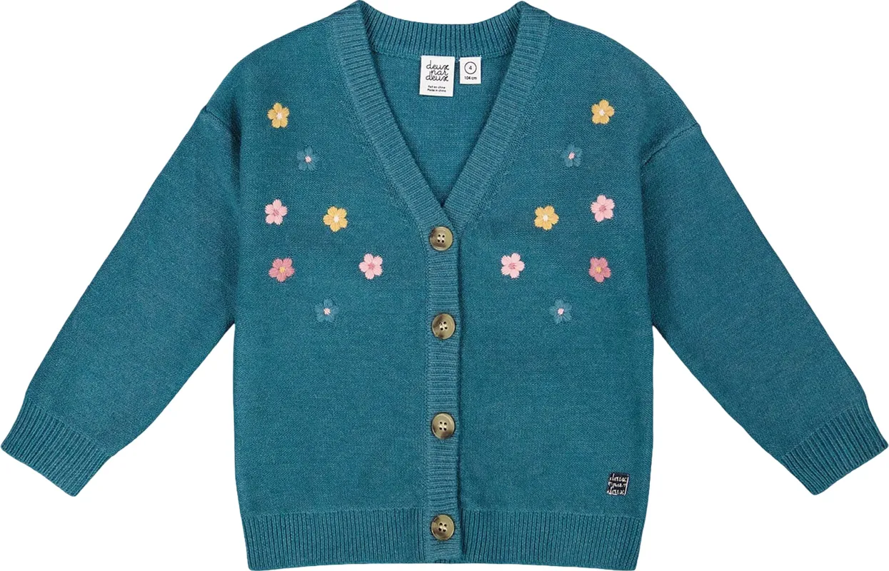 Knitted Cardigan with Flower Embroidery - Little Girl|-|Cardigan en tricot broderies de fleurs - Petite fille sold by Altitude Sports