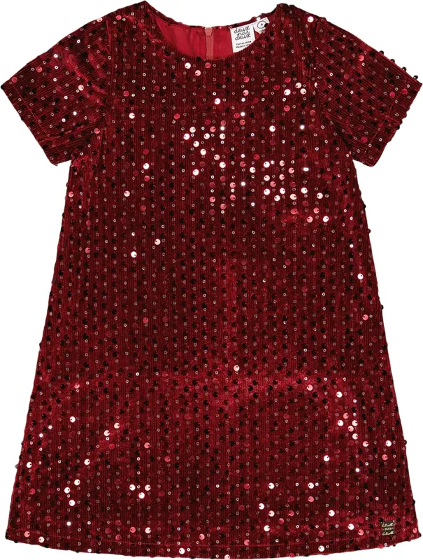 Velvet Short Sleeve Dress - Big Girl|-|Robe à manches courtes en velours - Grande fille sold by Altitude Sports