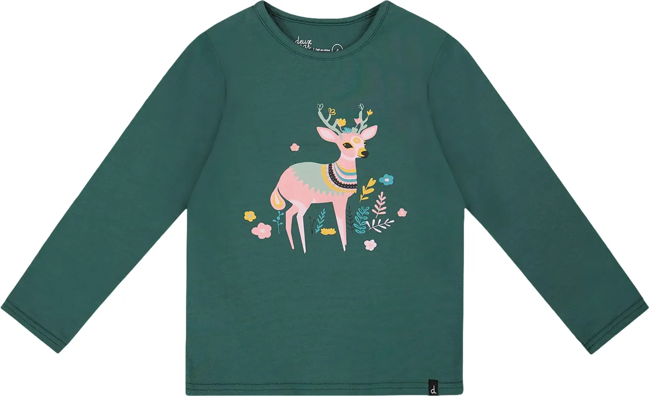 Dark Green Organic Cotton Long Sleeve T-Shirt - Big Girl|-|T-shirt à manches longues en coton biologique Foncé Vert - Grande fille sold by Altitude Sports