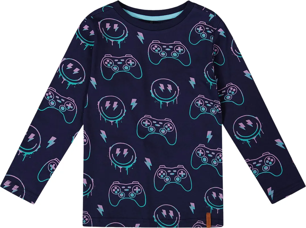 Long Sleeve Organic Cotton Allover Print T-Shirt - Big Boy|-|T-shirt à manches longues imprimé en coton biologique - Grand garçon sold by Altitude Sports