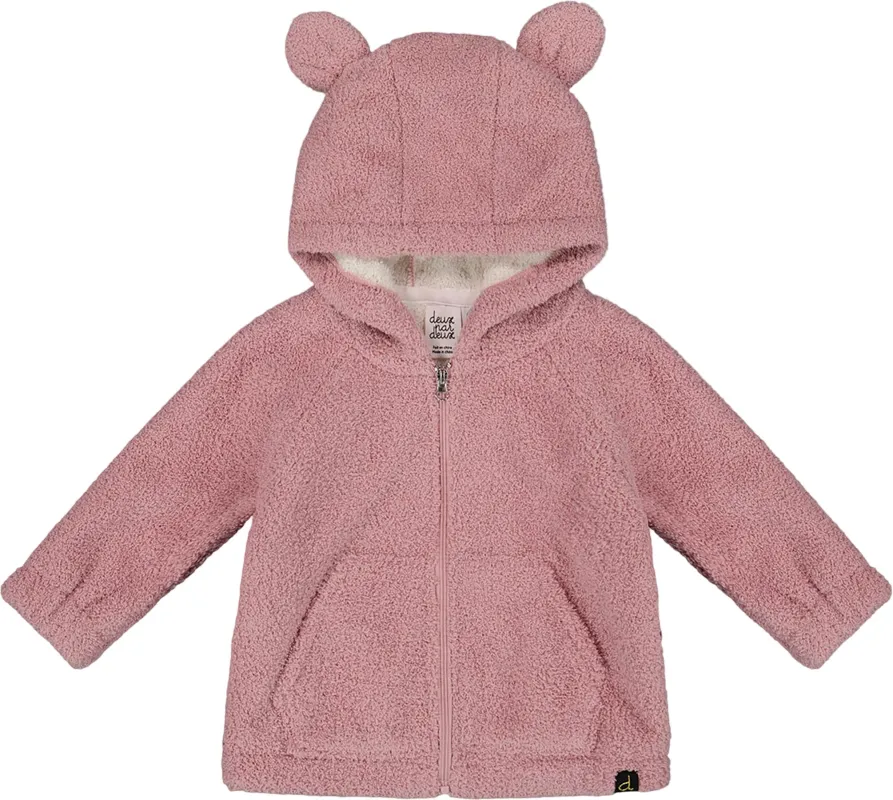 Hooded Full Zip Cat Plush Jacket - Little Girl|-|Manteau chat zippé en peluche avec capuchon - Petite fille made by deux par deux