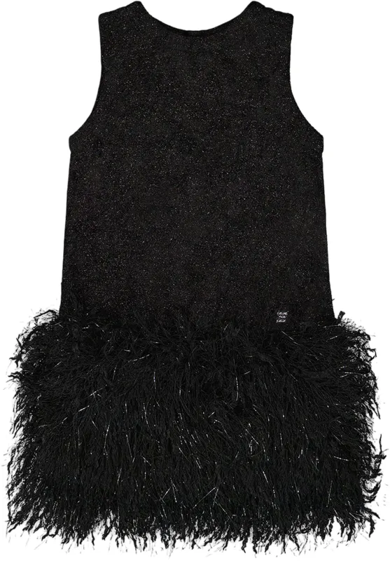 Sleeveless Bi-Material Lurex Dress with Feathers - Little Girl|-|Robe bi-matière sans manches en lurex avec jupe à plumes - Petite fille sold by Altitude Sports