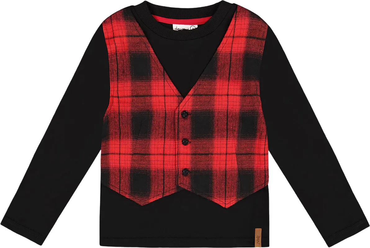 T-Shirt with Plaid Vest - Little Boy|-|T-shirt avec veste trompe-l’œil carreaux - Petit garçon sold by Altitude Sports