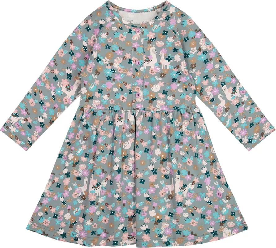Half Button Organic Cotton Dress - Little Girl|-|Robe avec boutons en coton biologique - Petite fille sold by Altitude Sports