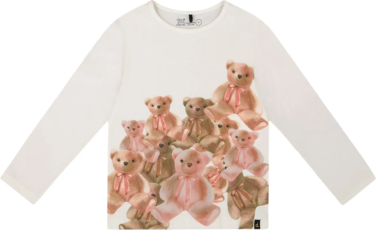 Sequin Teddy Bear Organic Cotton T-Shirt - Little Girl|-|T-shirt en coton biologique Sequin Teddy Bear - Petite fille made by deux par deux