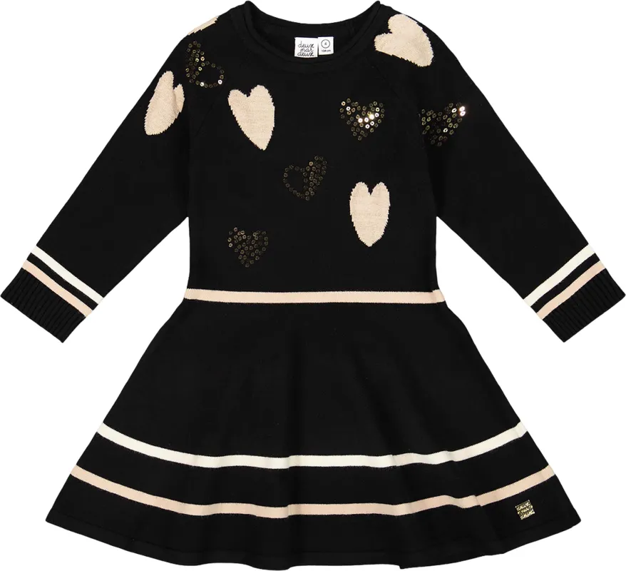 Knit Dress with Glittery Heart Motifs - Little Girl|-|Robe en tricot avec motifs de cœurs scintillants - Petite fille sold by Altitude Sports