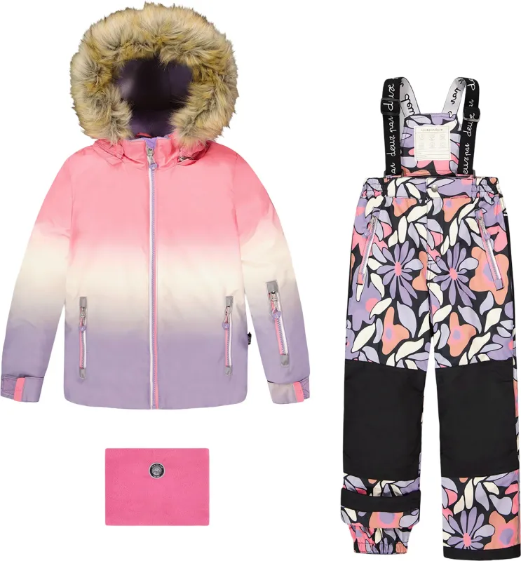 Black Retro Flower Play Two-Piece Snowsuit - Big Girl|-|Habit de neige deux pièces Play Noir Retro Flower - Grande fille sold by Altitude Sports