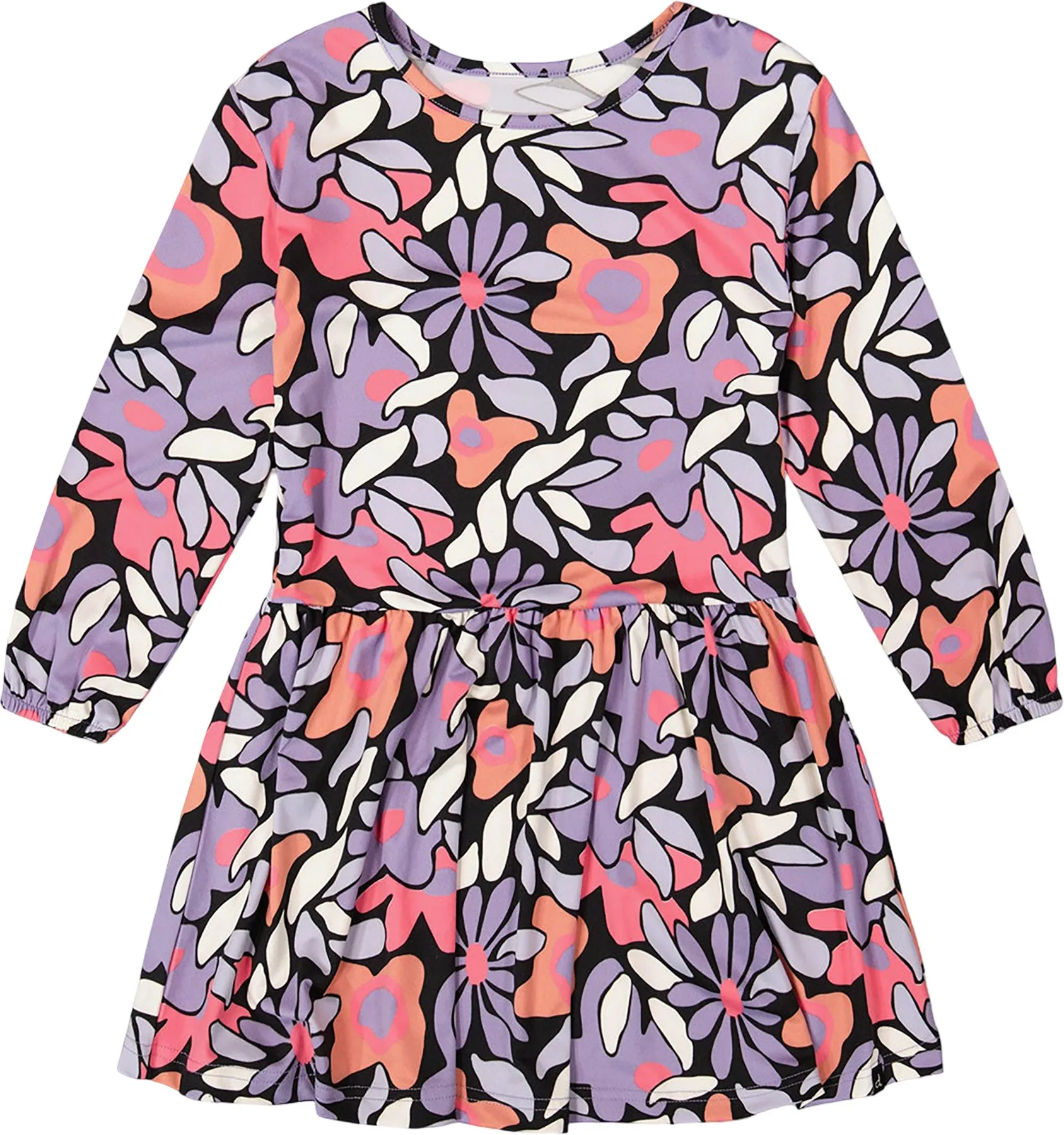 Black Retro Flower Jersey Dress - Big Girl|-|Robe en jersey Noir Retro Flower - Grande fille sold by Altitude Sports