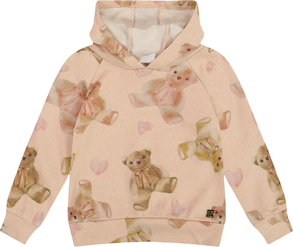Teddy Bear Print Glittering French Terry Hoodie - Little Girl|-|Chandail à capuchon en éponge française scintillante Teddy Bear - Petite fille sold by Altitude Sports