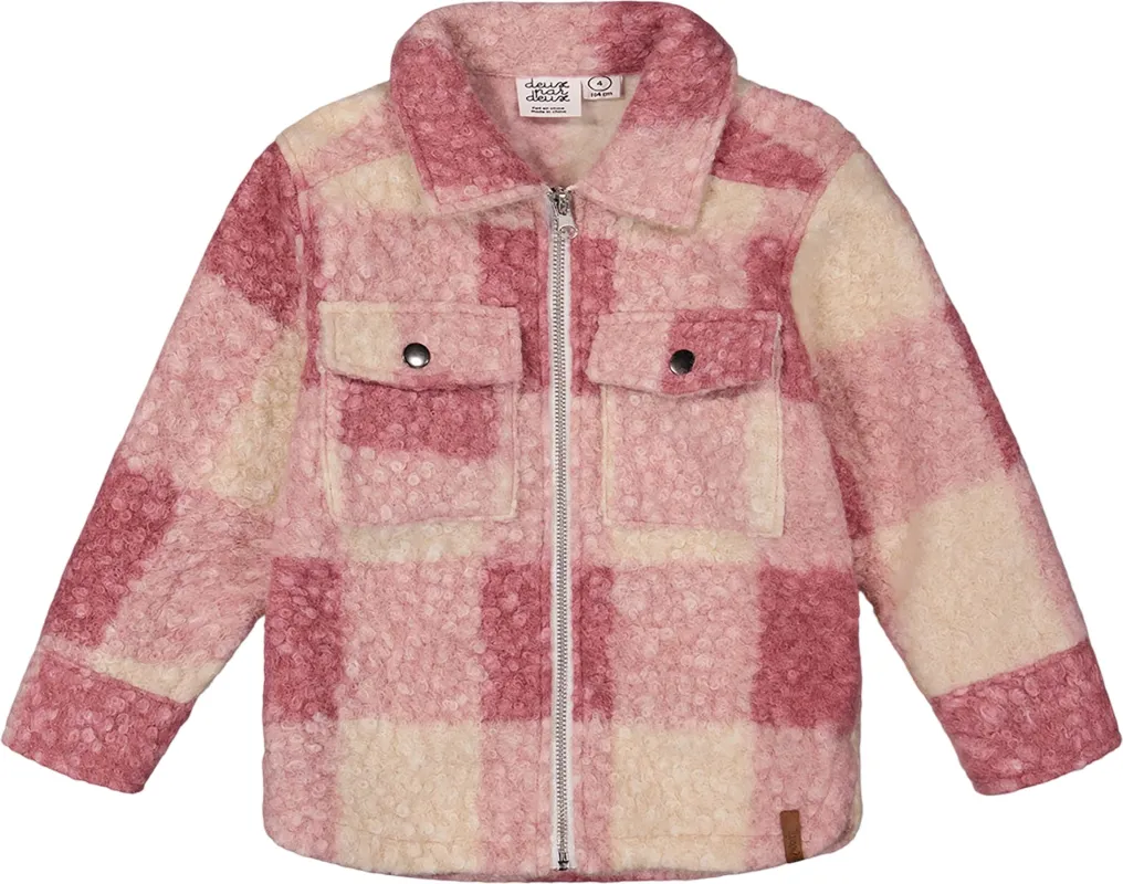 Off-White And Pink Zipped Plaid Overshirt - Little Girl|-|Surchemise à carreaux zippée Blanc cassé et Rose - Petite fille sold by Altitude Sports