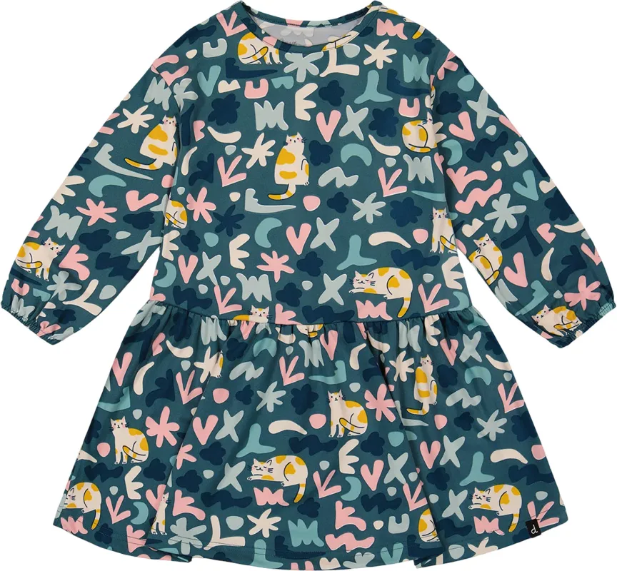 Black Retro Flower Jersey Dress - Little Girl|-|Robe en jersey Noir Retro Flower - Petite fille sold by Altitude Sports