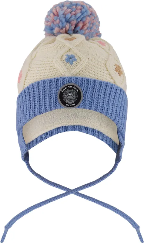 Off-White-Blue Lined Knit Hat with Ears - Little Girl|-|Tuque doublé avec oreilles Blanc cassé-Rose - Petite fille sold by Altitude Sports