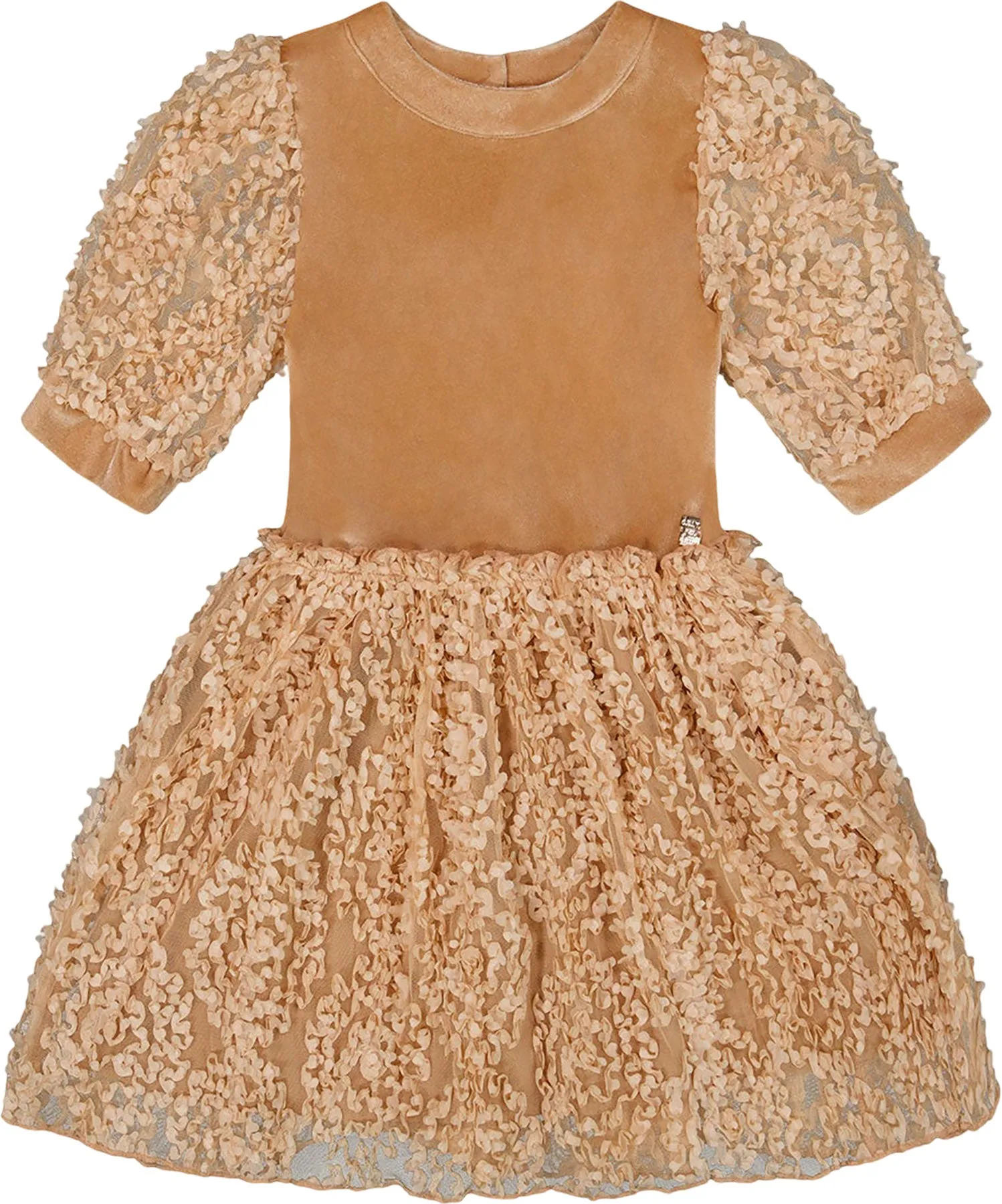 Puff Sleeve Bi-Material Velour and Lace Dress - Little Girl|-|Robe bi-matière en velours et dentelle à manches bouffantes - Petite fille sold by Altitude Sports product image thumbnail 2