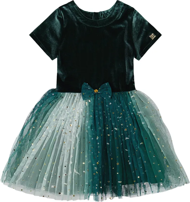 Bi-Material Short Sleeve Party Dress - Big Girl|-|Robe de fête bi-matière à manches courtes - Grande fille made by deux par deux