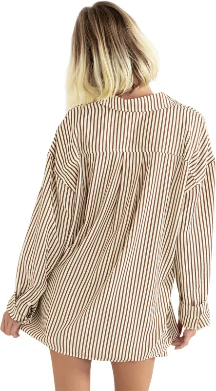 Cove Stripe Oversized Long Sleeve Shirt - Women's|-|Chemise surdimensionnée à manches longues Cove Stripe - Femme made by Rhythm.