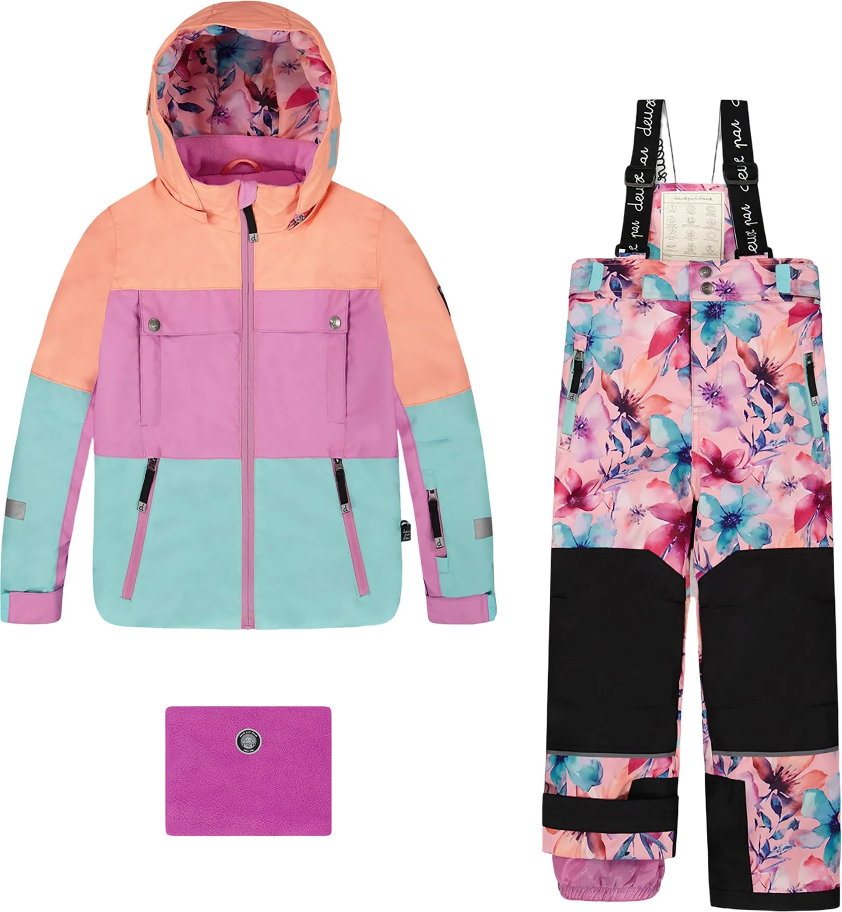 Black Retro Flower Teknik Two-Piece Snowsuit - Big Girl|-|Habit de neige deux pièces Teknik Noir Retro Flower - Grande fille sold by Altitude Sports product image thumbnail 3