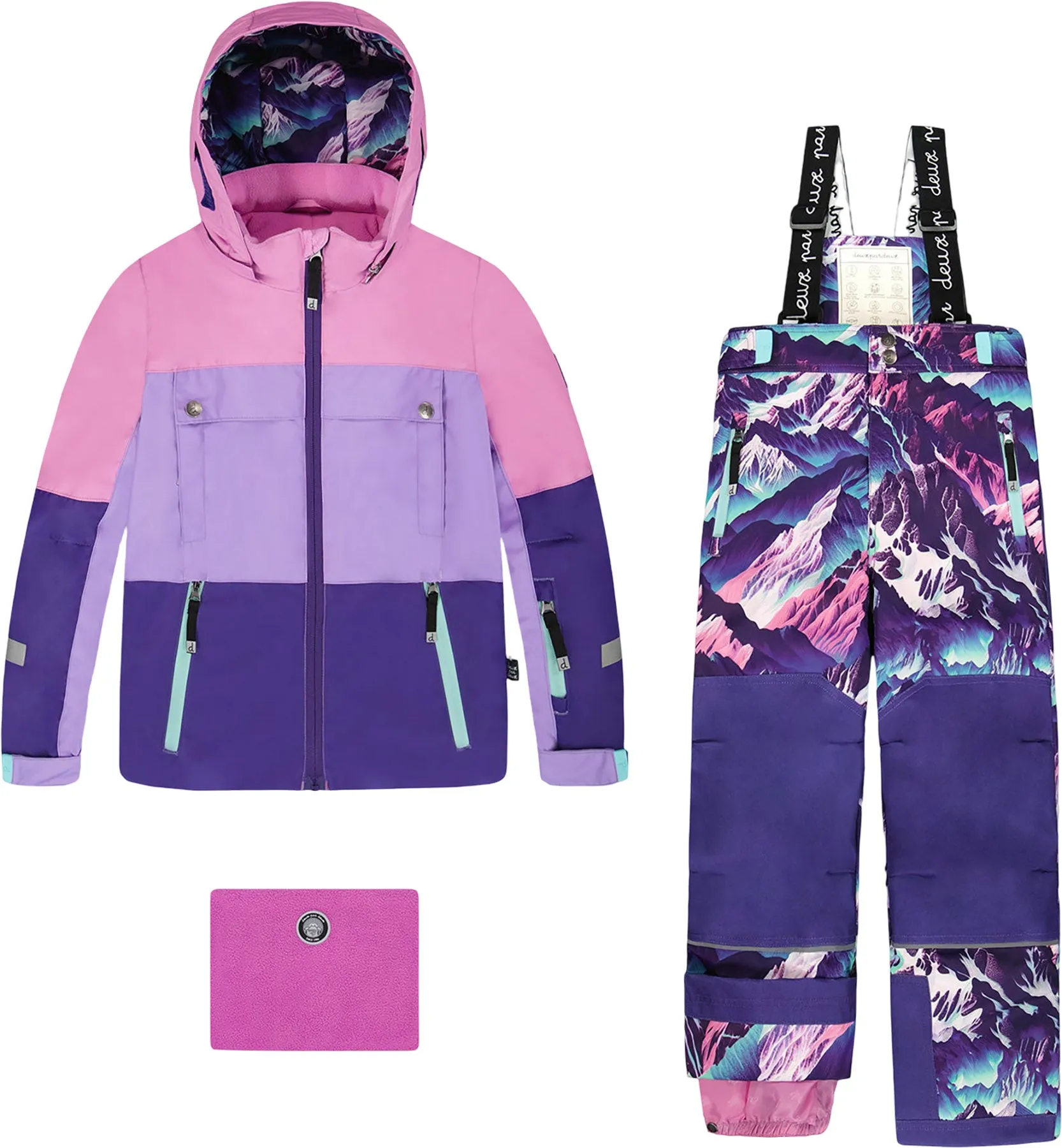 Black Retro Flower Teknik Two-Piece Snowsuit - Big Girl|-|Habit de neige deux pièces Teknik Noir Retro Flower - Grande fille sold by Altitude Sports