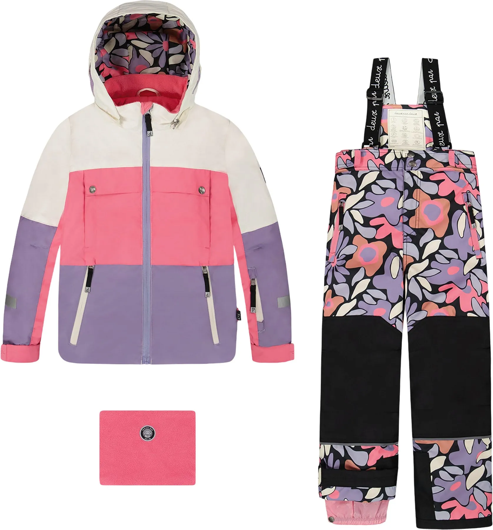 Black Retro Flower Teknik Two-Piece Snowsuit - Big Girl|-|Habit de neige deux pièces Teknik Noir Retro Flower - Grande fille sold by Altitude Sports product image thumbnail 2