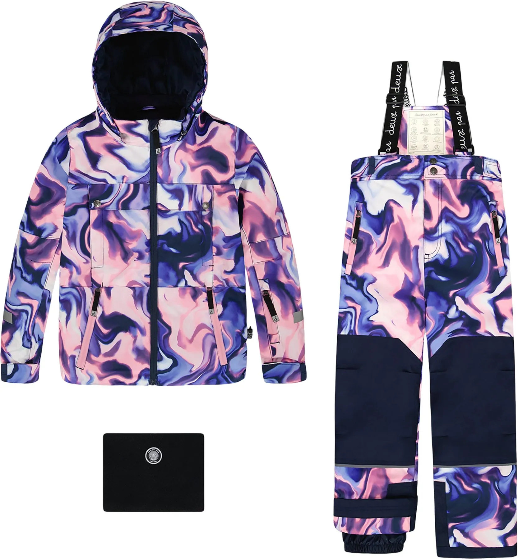 Black Retro Flower Teknik Two-Piece Snowsuit - Big Girl|-|Habit de neige deux pièces Teknik Noir Retro Flower - Grande fille sold by Altitude Sports product image thumbnail 4