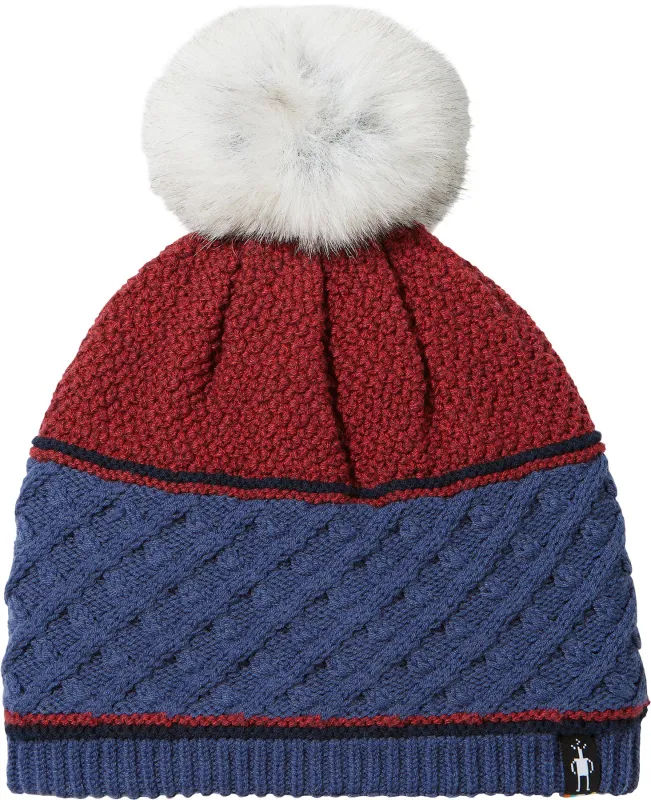 Cable Knit Colorblock Pom Beanie - Women's|-|Tuque en tricot torsadé à couleurs contrastantes avec pompon - Femme sold by Altitude Sports