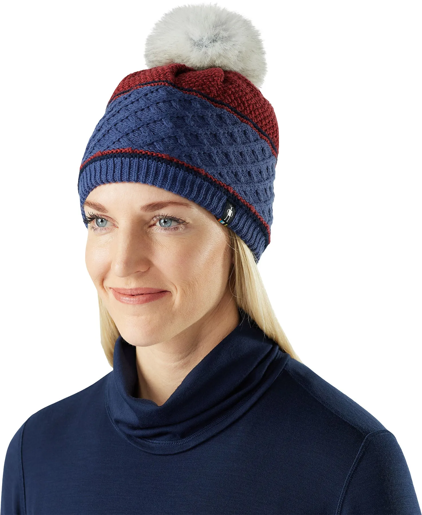 Cable Knit Colorblock Pom Beanie - Women's|-|Tuque en tricot torsadé à couleurs contrastantes avec pompon - Femme sold by Altitude Sports product image thumbnail 2