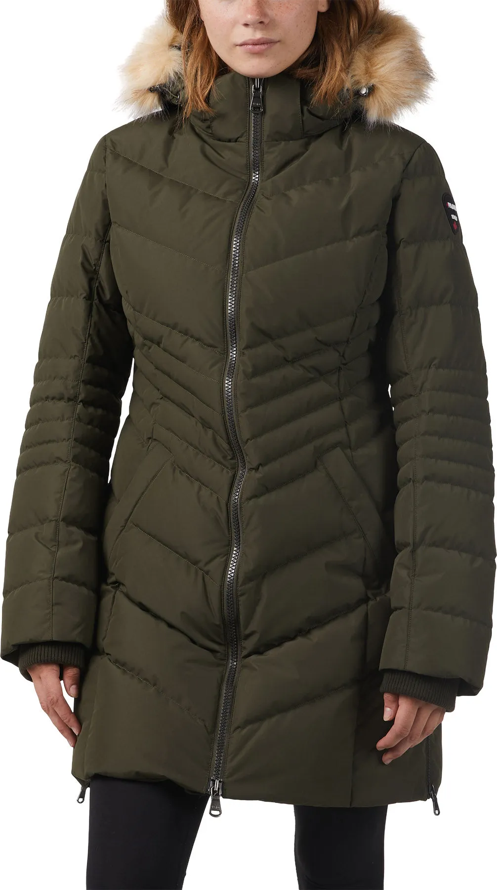 Queens Faux Fur Trim Chevron Quilt Mid Length Coat - Women's|-|Manteau mi-long matelassé à chevrons avec garniture en fausse fourrure Queens - Femme sold by Altitude Sports product image thumbnail 4