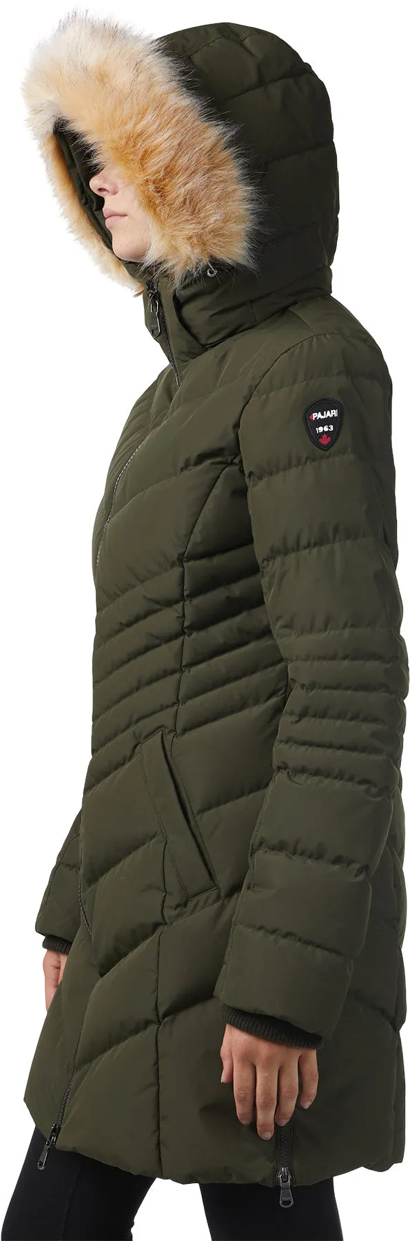 Queens Faux Fur Trim Chevron Quilt Mid Length Coat - Women's|-|Manteau mi-long matelassé à chevrons avec garniture en fausse fourrure Queens - Femme sold by Altitude Sports product image thumbnail 5