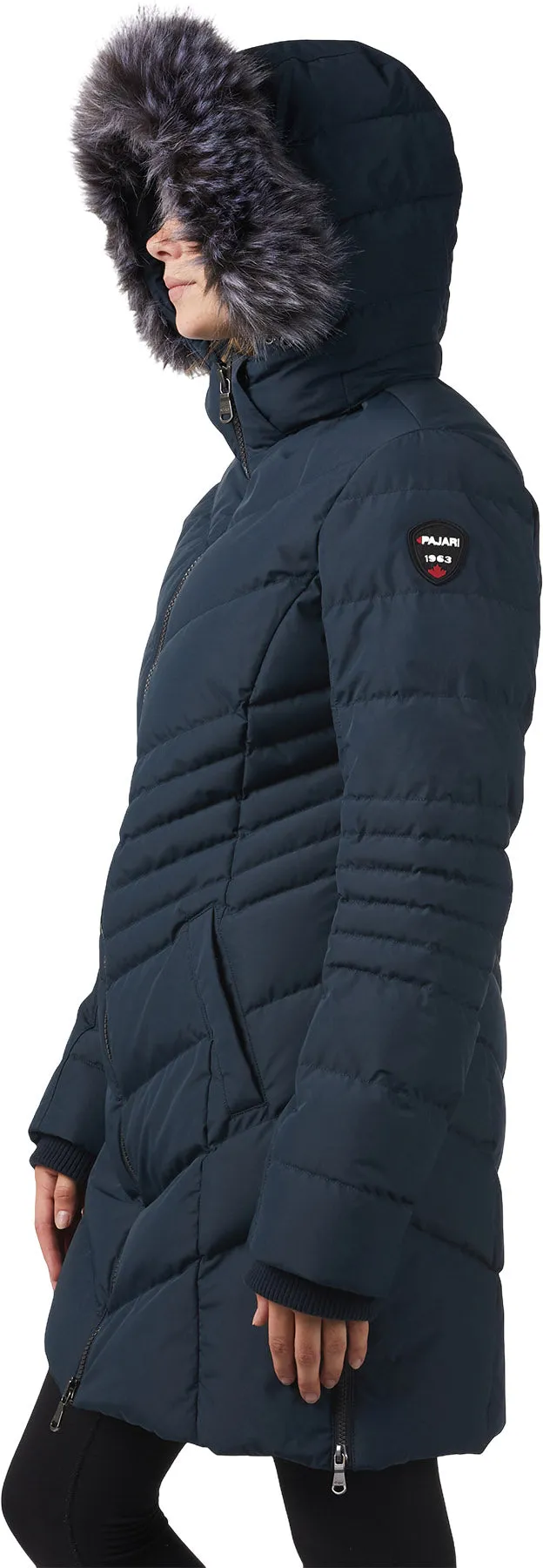 Queens Faux Fur Trim Chevron Quilt Mid Length Coat - Women's|-|Manteau mi-long matelassé à chevrons avec garniture en fausse fourrure Queens - Femme sold by Altitude Sports product image thumbnail 2