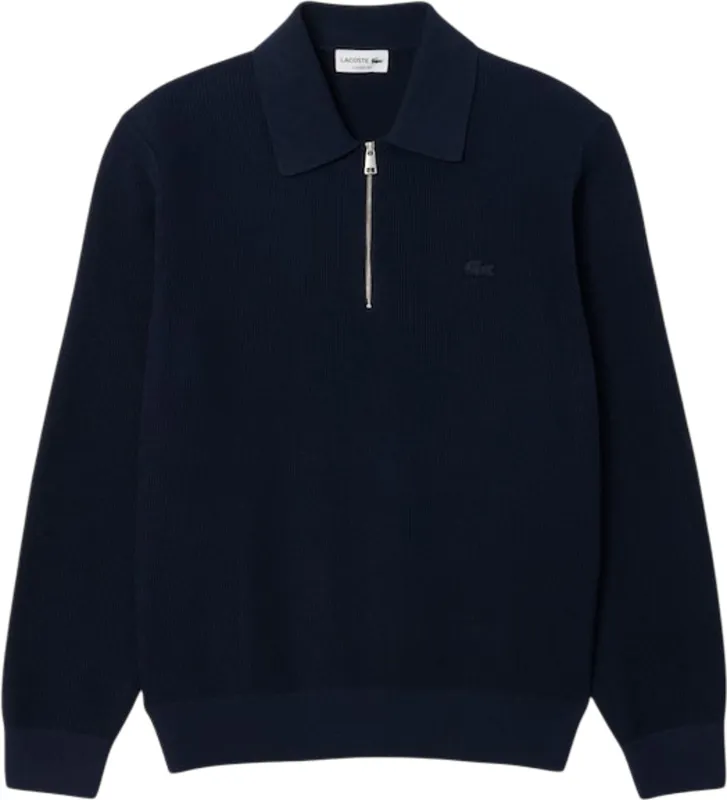 Cotton and Wool Blend Half-Zip Polo Collar Sweater - Men's|-|Chandail à col polo à demi-glissière en mélange de laine et de coton - Homme made by Lacoste