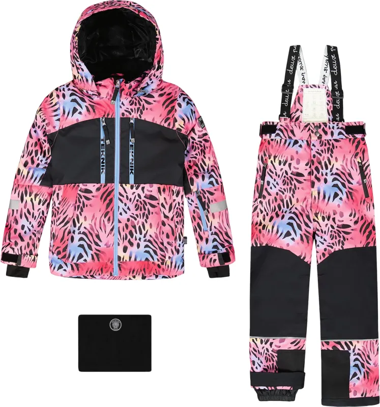 Multicolor Leopard And Zebra Teknik Two-Piece Snowsuit - Big Girl|-|Habit de neige deux pièces Teknik Multicolore Leopard et Zebra - Grande fille sold by Altitude Sports