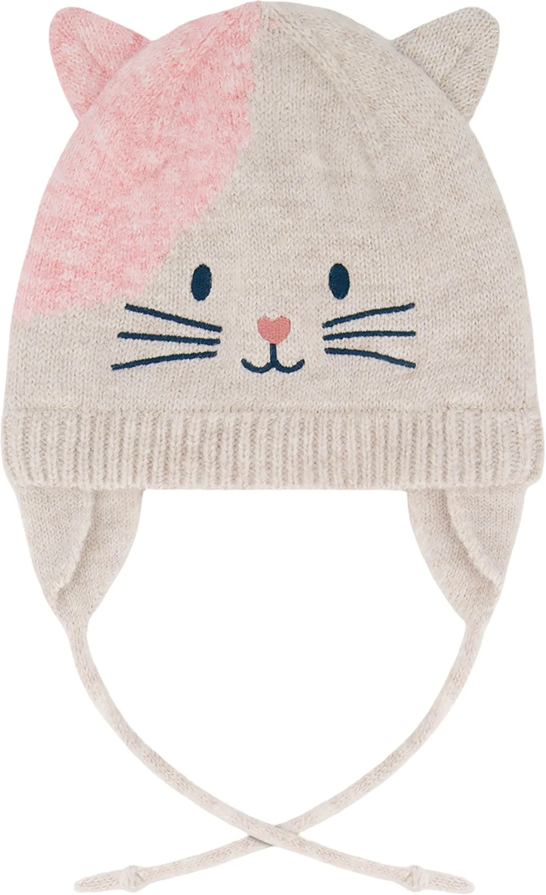Off-White-Pink Lined Knit Hat with Ears - Little Girl|-|Tuque en tricot doublé avec oreilles - Petite fille sold by Altitude Sports