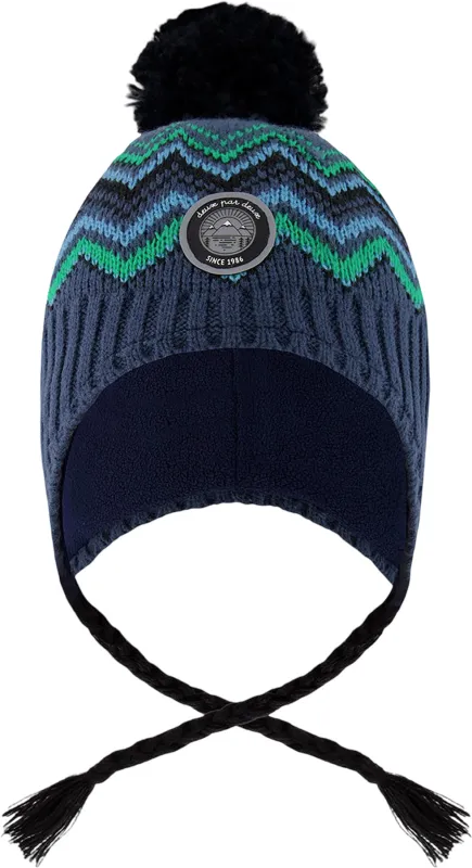 Blue-Green Lined Peruvian Knit Pompom Hat - Little Boy|-|Tuque péruvien doublé en tricot avec pompon Bleu-Vert - Petit garçon sold by Altitude Sports